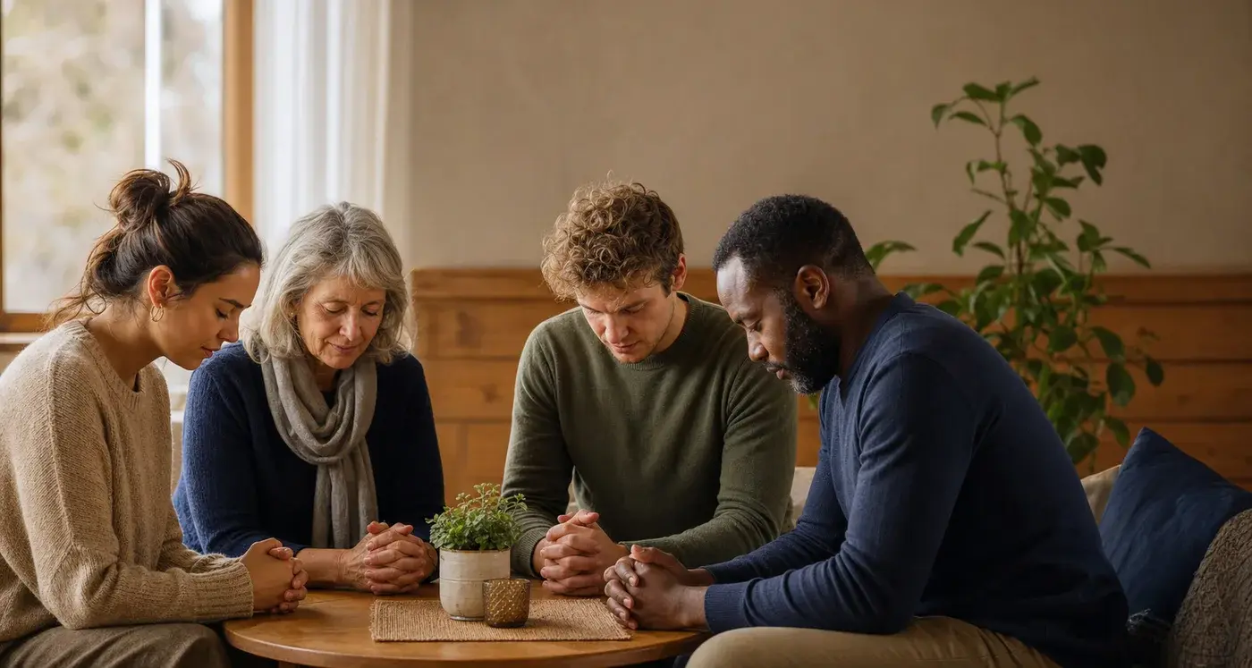Menschen verschiedener Generationen beten gemeinsam